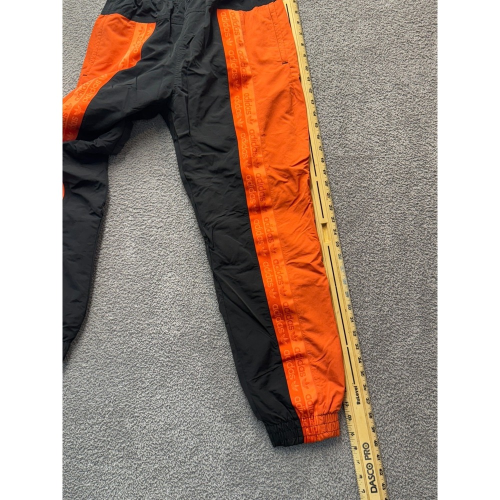 Adidas Originals Track Pants Joggers Men's L Black Orange Logo Tape Slim Fit - Picture 8 of 8